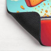 Toast uit een rode broodrooster muismat (Hoek)