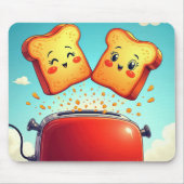 Toast uit een rode broodrooster muismat (Voorkant)