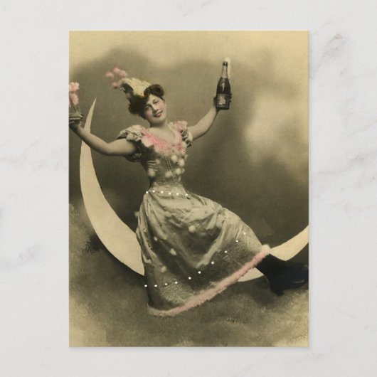 Toast van Champagne op een maan van Crescent Briefkaart (Voorkant)