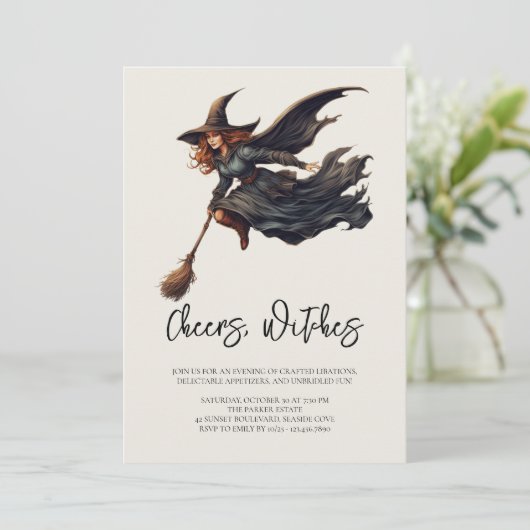 Toast van heksen | Chique Halloween Dames Nacht Kaart (Staand voorkant)