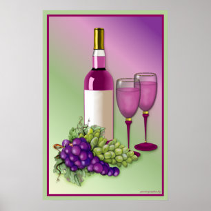 Toast voor wijn en druiven poster