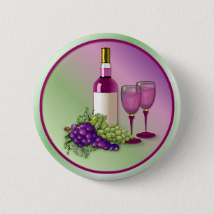 Toast voor wijn en druiven ronde button 5,7 cm