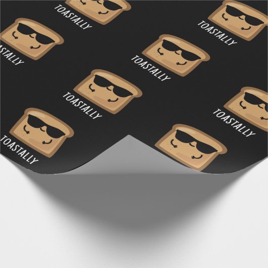 Toastally Funny Toast Bread Pun Dark BG Cadeaupapier (Hoek)