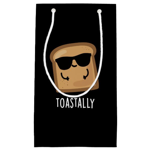 Toastally Funny Toast Bread Pun Dark BG Klein Cadeauzakje (Voorkant)