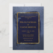 Toasted Navy & Deep Gold Wedding & Party Kaart (Voorkant)