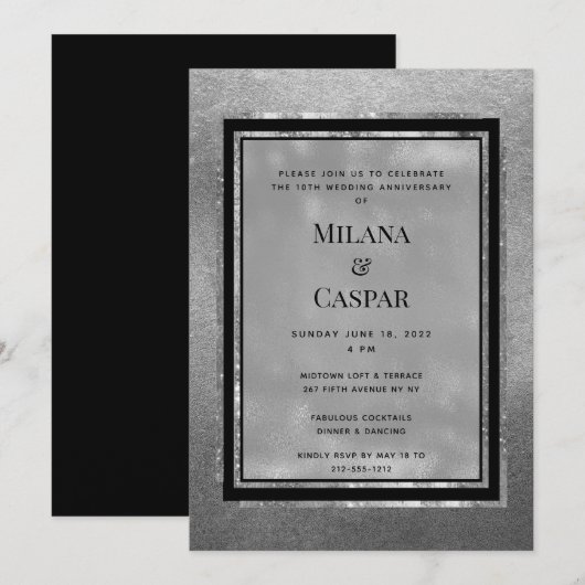 Toasted Silver Shimmer Jubileum Party Kaart (Voorkant / Achterkant)