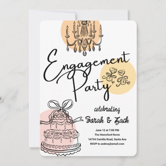 Toasting Doodle Engagement Party Kaart (Voorkant)