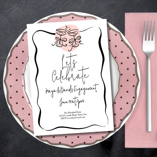 Toasting Doodle Engagement Party Kaart