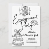 Toasting Doodle Engagement Party Kaart (Voorkant)