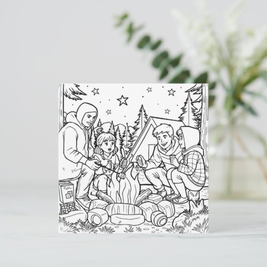 toasting marshmallows | kleurplaat (Staand voorkant)