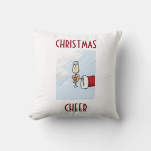 "TOASTING SANTA" CHRISTMAS HOLIDAY TOSS PILLOW KUSSEN