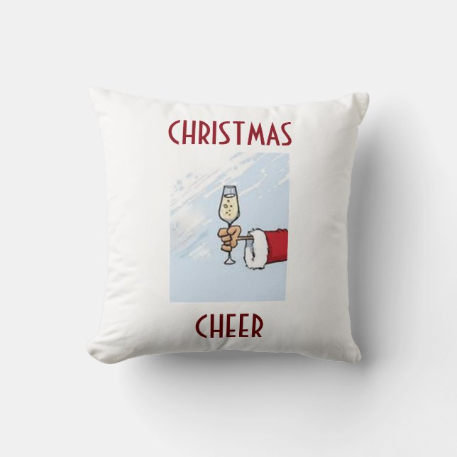 "TOASTING SANTA" CHRISTMAS HOLIDAY TOSS PILLOW KUSSEN (Voorkant)