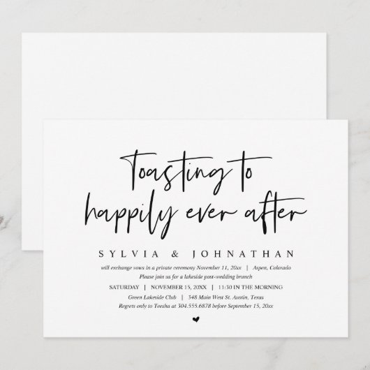 Toasting tot gelukkig ooit, bruiloft brunch kaart (Voorkant / Achterkant)