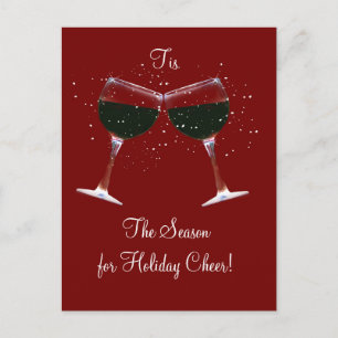 Toasting Wine Glasses Holiday Briefkaarten