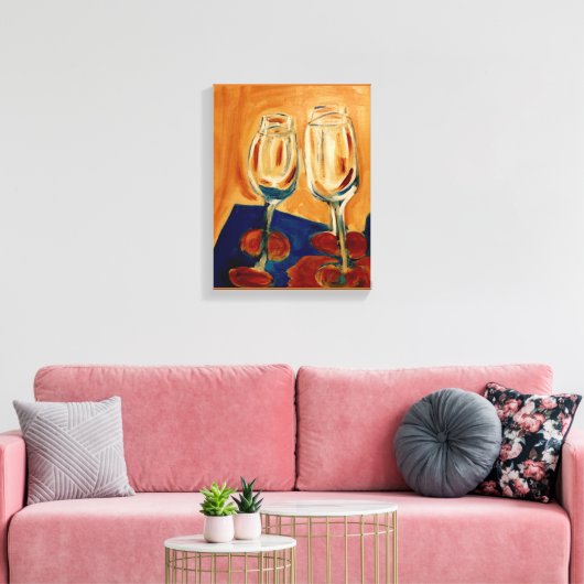 Toasting with Four Wine Glasses Canvas Afdruk (Insitu (Woonkamer))