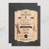 Toasts & Smokes Cigar Verjaardagsfeest 40e Uitnodi Kaart (Voorkant / Achterkant)