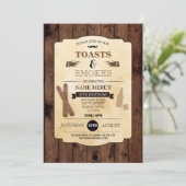 Toasts & Smokes Wood Verjaardagsfeest 50e Uitnodig Kaart (Staand voorkant)