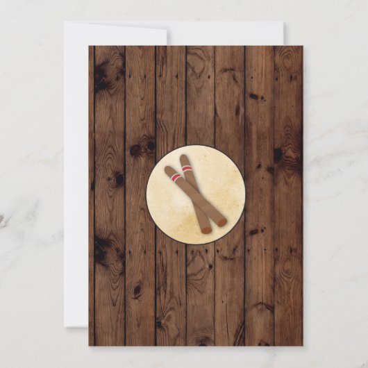 Toasts & Smokes Wood Verjaardagsfeest 50e Uitnodig Kaart (Achterkant)