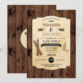 Toasts & Smokes Wood Verjaardagsfeest 50e Uitnodig Kaart (Voorkant / Achterkant)