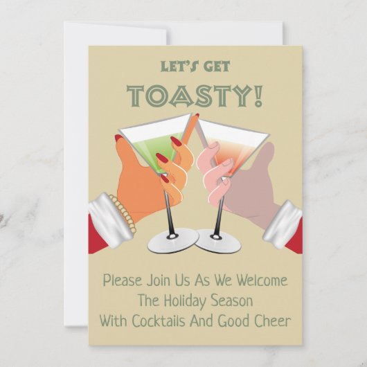 Toasty Cheers Kerstfeest uitnodiging (Voorkant)