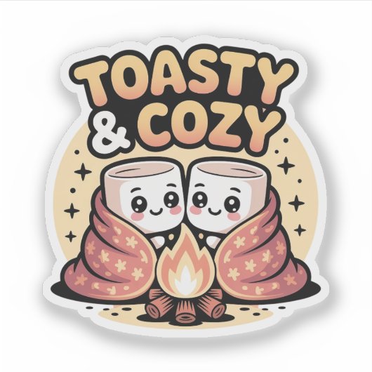 Toasty & Cosy - Schattigee Marshmallows bij het ka Sticker (Voorkant)