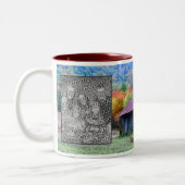 Tobacco Barn Autumn Foliage Uw foto toevoegen Tweekleurige Koffiemok (Links)