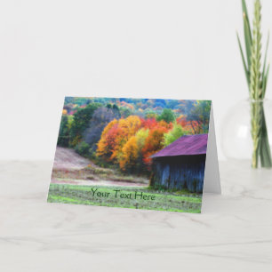 Tobacco Barn Autumn Leaves Natuur Photo Card Kaart