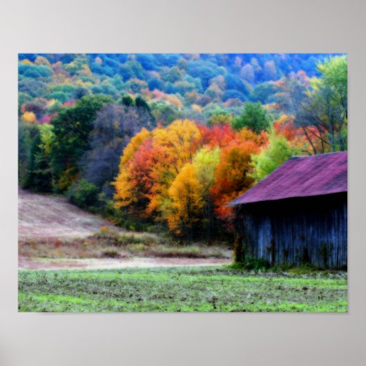 Tobacco Barn Herfst Foliage Natuur Orton Art Poster (Voorkant)