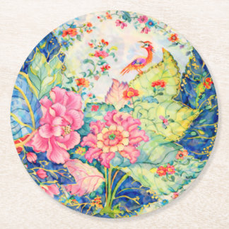 Tobacco Leaf China Pattern Inspired Ronde Kartonnen Onderzetter
