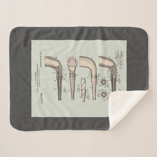 Tobacco Pipe Patent Sherpa Deken (Voorkant (horizontaal))