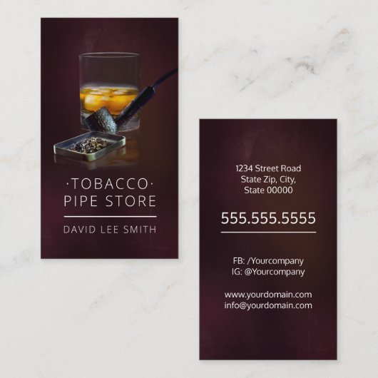 Tobacco Pipe Store Visitekaartje (Voorkant / Achterkant)
