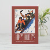 Tobagganing Feestdagenkaart (Staand voorkant)