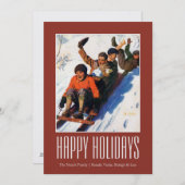 Tobagganing Feestdagenkaart (Voorkant / Achterkant)