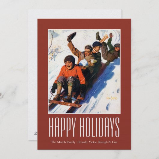 Tobagganing Feestdagenkaart (Voorkant / Achterkant)