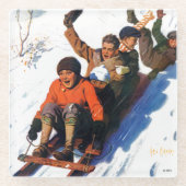 Tobagganing Glazen Onderzetter (Voorkant)