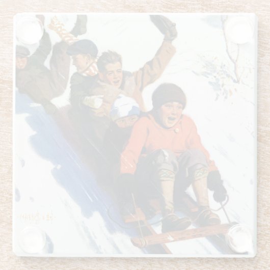 Tobagganing Glazen Onderzetter (Achterkant)