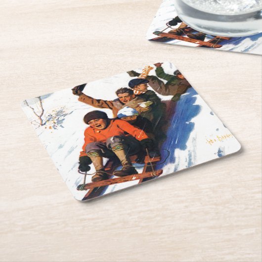 Tobagganing Kartonnen Onderzetters (Schuin)