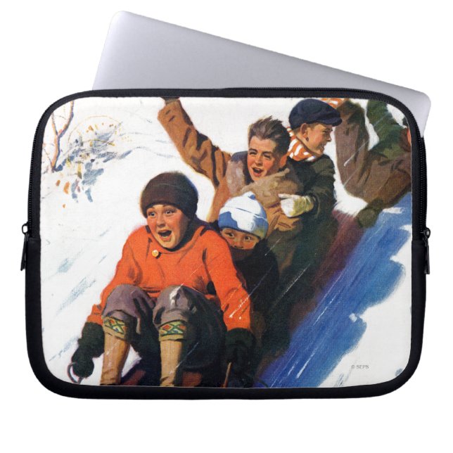 Tobagganing Laptop Sleeve (Voorkant)