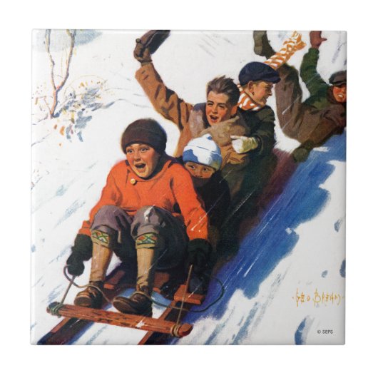 Tobagganing Tegeltje (Voorkant)