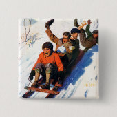 Tobagganing Vierkante Button 5,1 Cm (Voorkant)