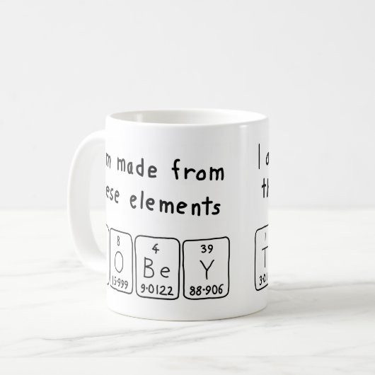 Tobey periodieke lijstnaam mok (Voorkant links)