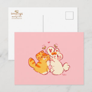 Tobi & Tansy Knuffel - Schattige Kat & Konijn Briefkaart