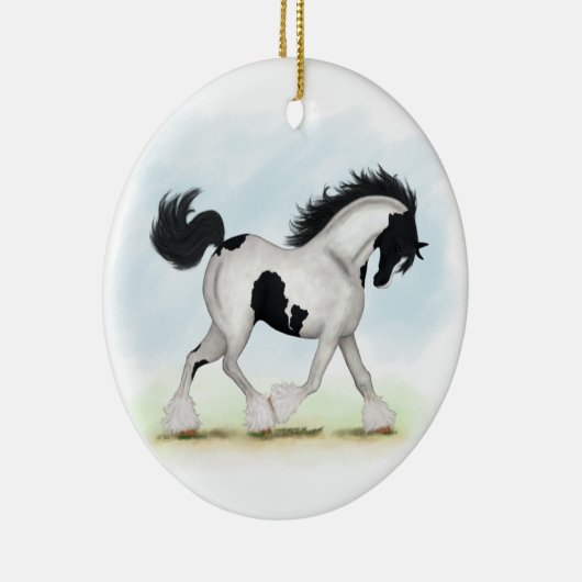 Tobiano Gypsy Vanner Horse Keramisch Ornament (Rechts)