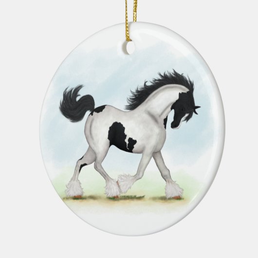 Tobiano Gypsy Vanner Horse Keramisch Ornament (Links)