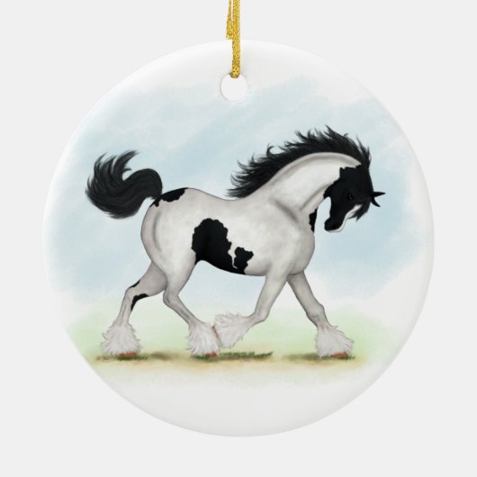Tobiano Gypsy Vanner Horse Keramisch Ornament (Achterkant)
