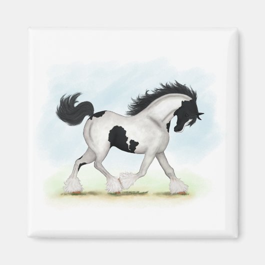 Tobiano Gypsy Vanner Horse Magneet (Voorkant)