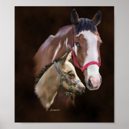 Tobiano Paint Mare en Foal Poster