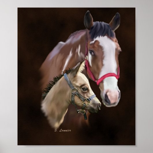 Tobiano Paint Mare en Foal Poster (Voorkant)