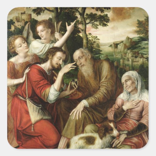 Tobias Curing his Vader's Blindness, 1563 Vierkante Sticker (Voorkant)