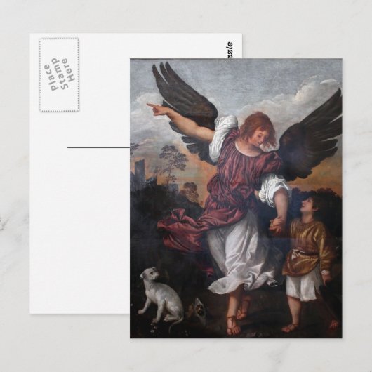 Tobias en de Archangel Raphael - Titiaan Briefkaart (Voorkant / Achterkant)